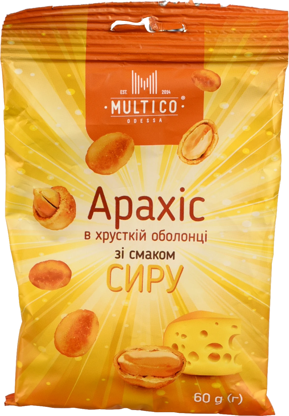 Арахіс Multico 60г смажений солоний хрустка оболонка смак сиру