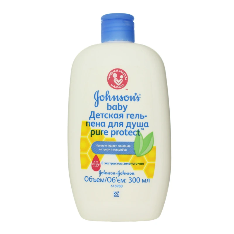 Гель-піна для душу з екстрактом зеленого чаю Pure Protect Jonson's baby 300мл
