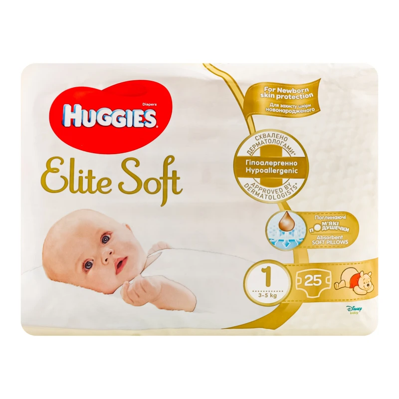 Підгузники Huggies Elite Soft Розмір 1 (3-5кг, 25 шт)