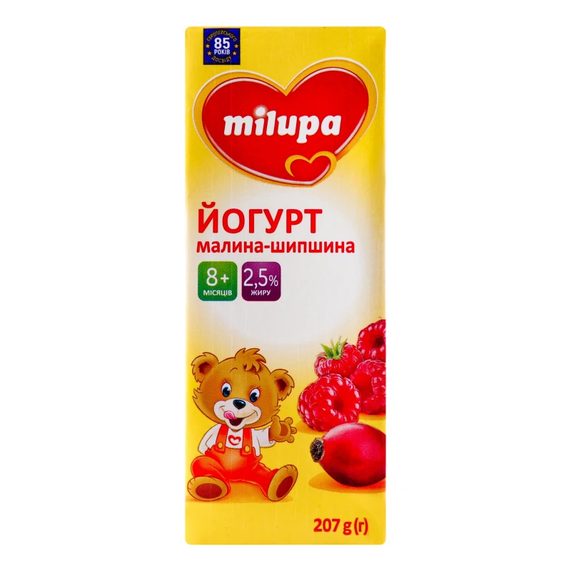 Йогурт 2.5% для дітей від 8міс Малина-шипшина Milupa т/п 207г