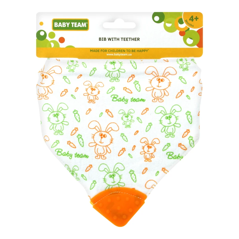 Нагрудник на липучці з прорізувачем BABY TEAM. арт 6508
