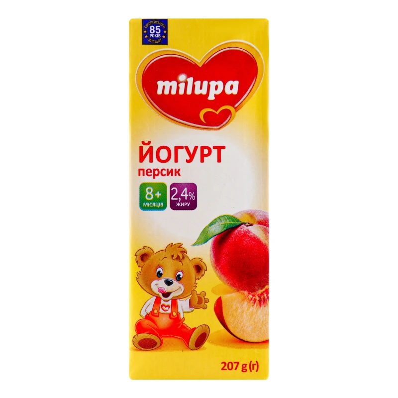 Йогурт 2.4% для дітей від 8міс Персик Milupa т/п 207г