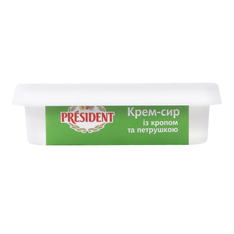 Крем-сир 18% з кропом та петрушкою President п/у 180г