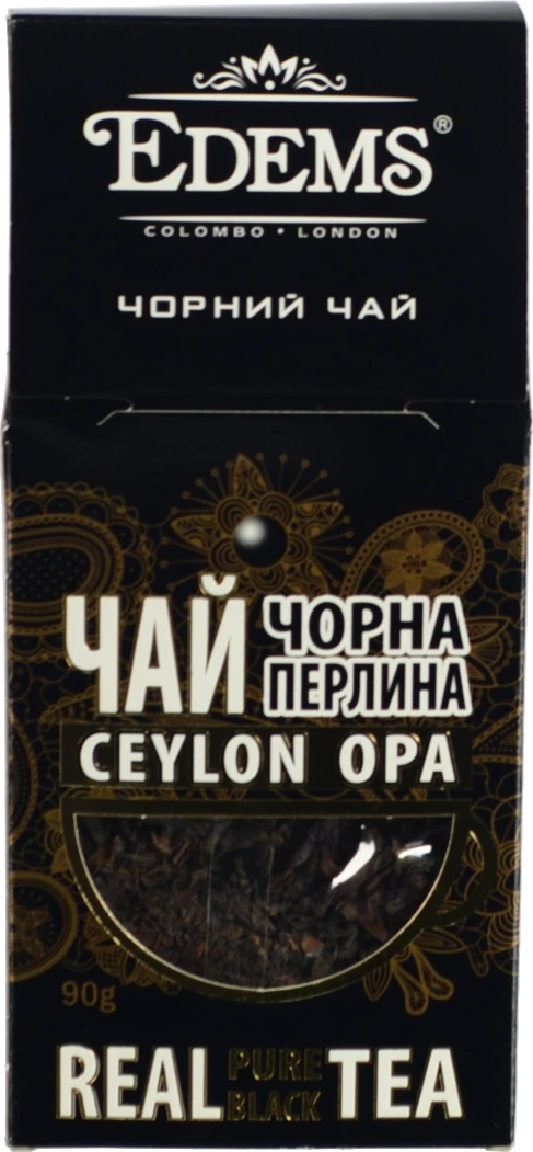 Чай чорний цейлонський крупнолистовий Чорна перлина Еdems к/у 90г