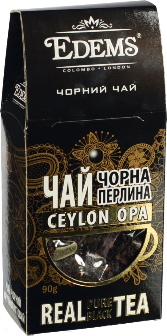 Чай чорний цейлонський крупнолистовий Чорна перлина Еdems к/у 90г