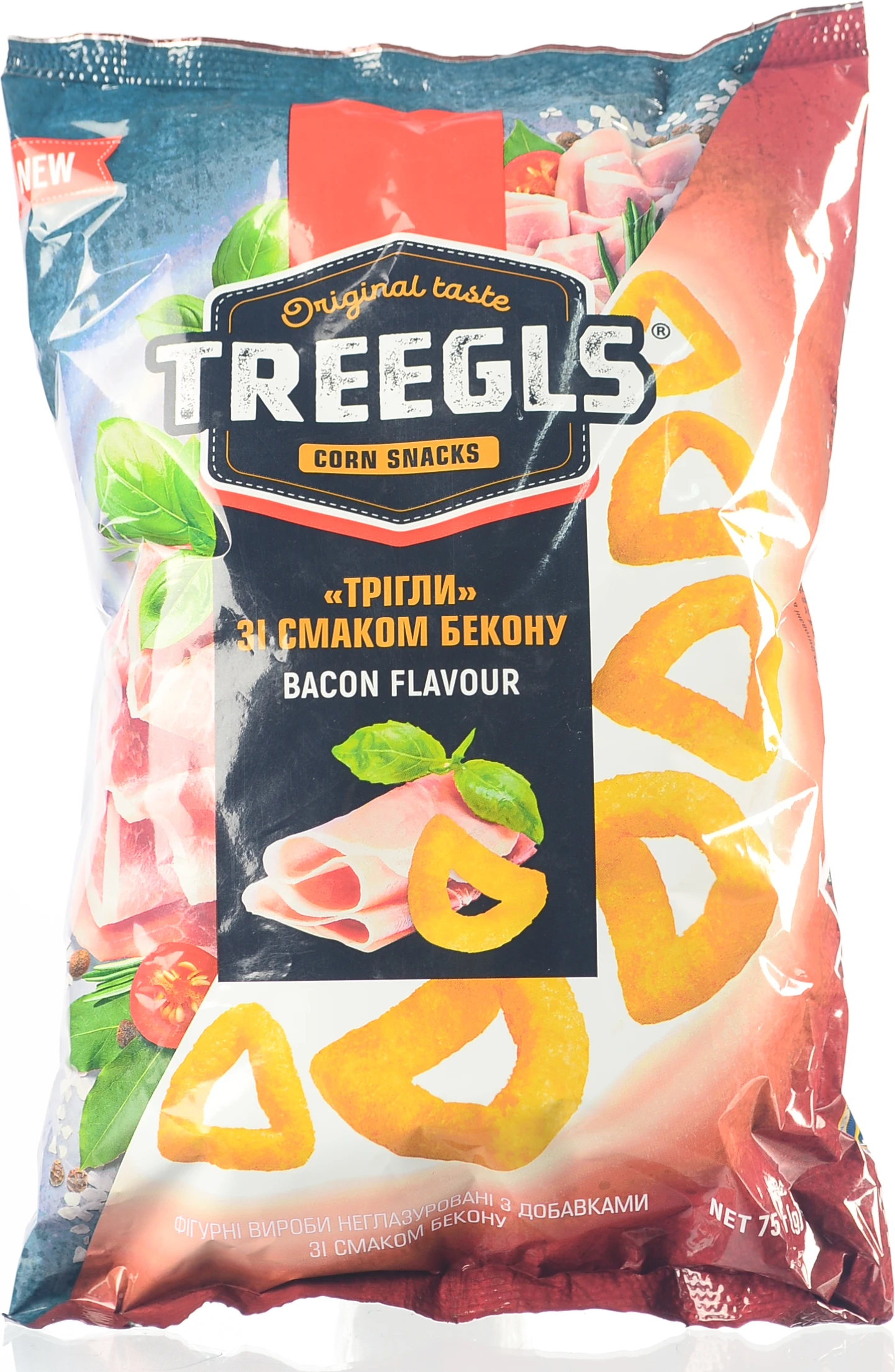 Снеки кукурудзяні Treegls 75г бекон