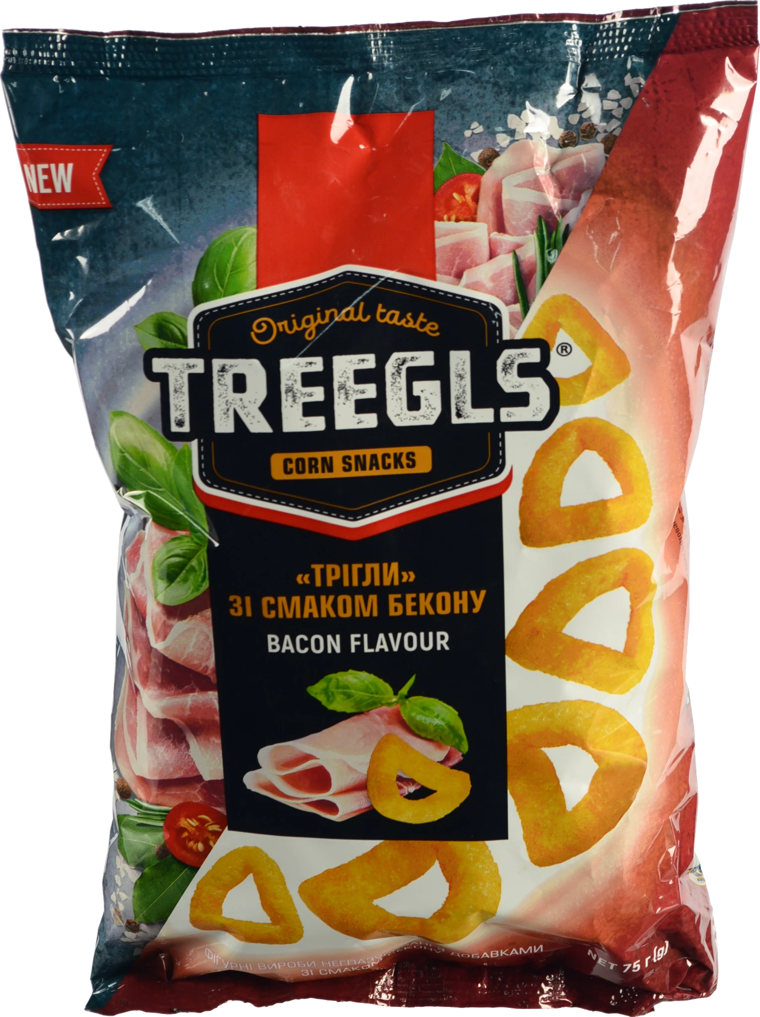 Снеки кукурудзяні Treegls 75г бекон