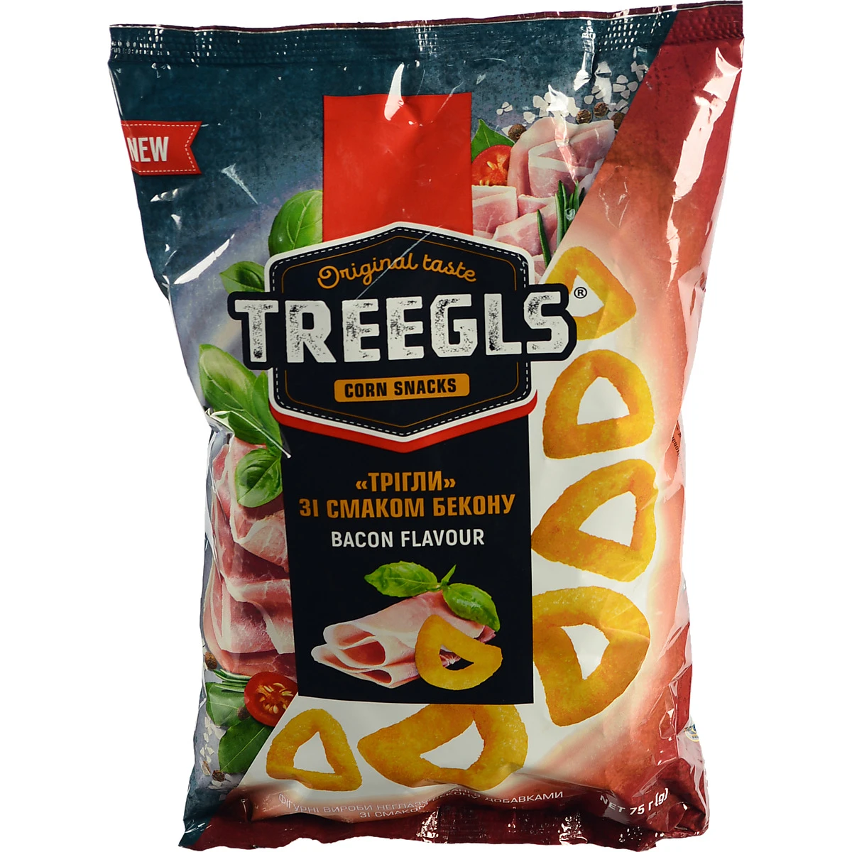 Снеки кукурудзяні Treegls 75г бекон