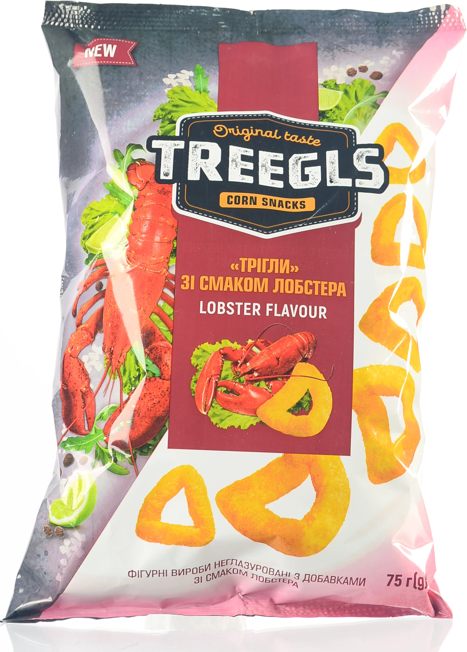 Снеки кукурудзяні Treegls 75г лобстер