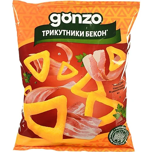Трикутники кукурудзяні зі смаком бекону Gonzo м/у 40г