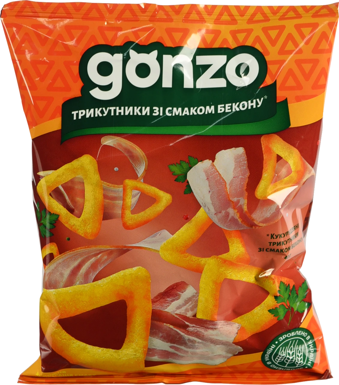 Трикутники кукурудзяні зі смаком бекону Gonzo м/у 40г