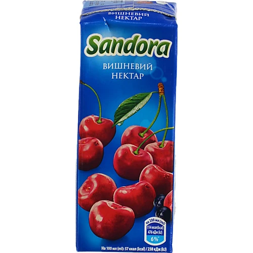 Нектар освітлений пастеризований пастеризований вишневий Sandora т/п 200мл