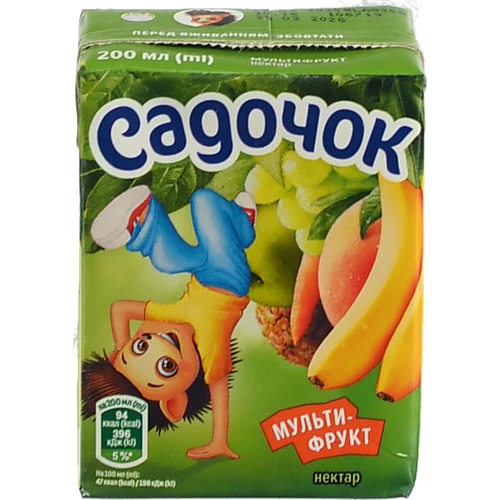 Нектар з м'якоттю пастеризований Мультифрукт Садочок т/п 200мл