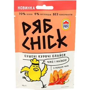 Слайси курячі сушені з перцем чилі РябChick д/п 30г