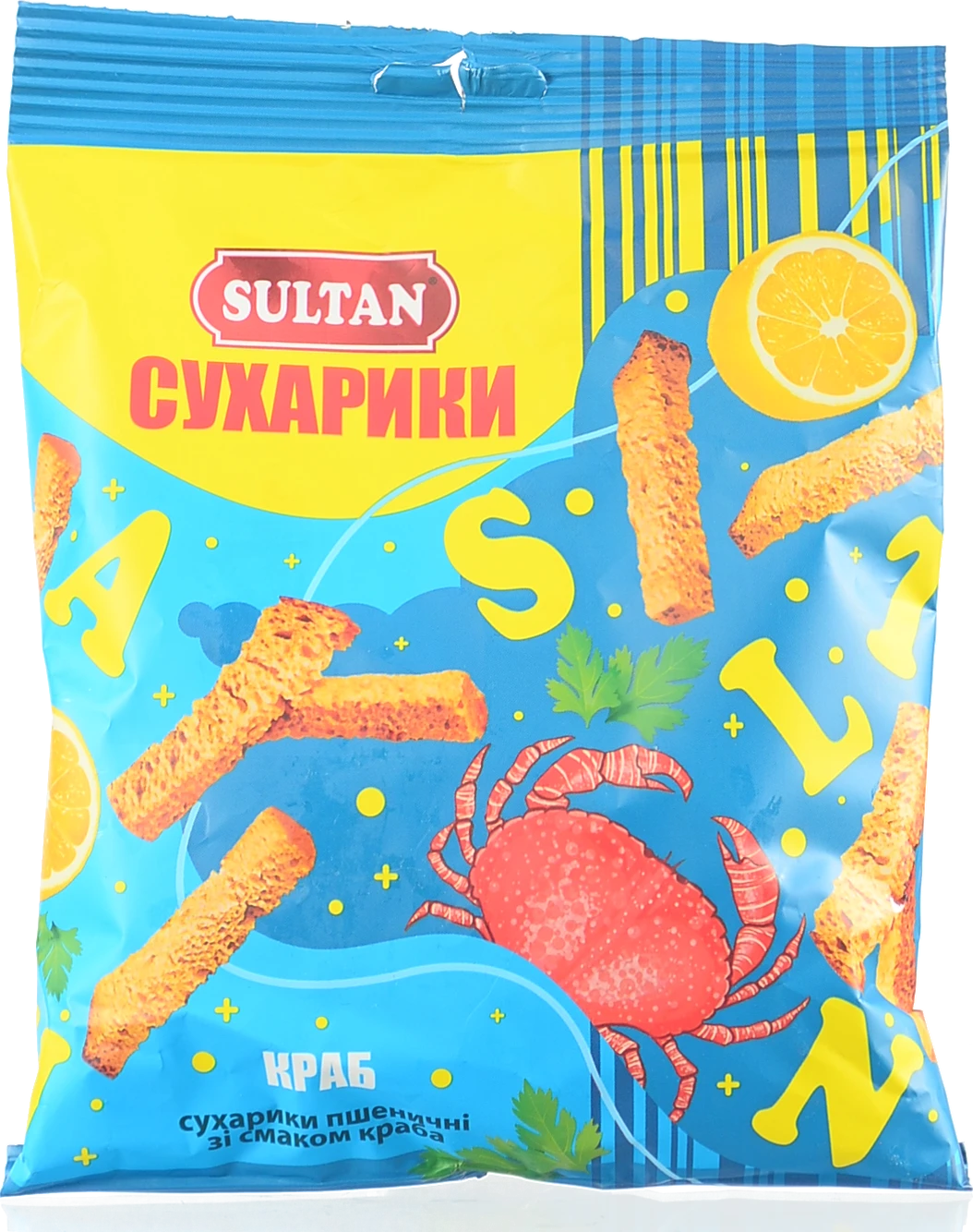 Сухарики Sultan 90г пшеничні краб