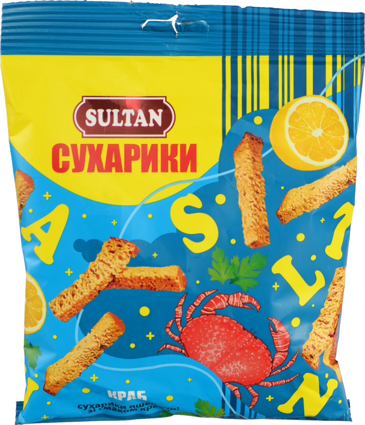 Сухарики Sultan 90г пшеничні краб
