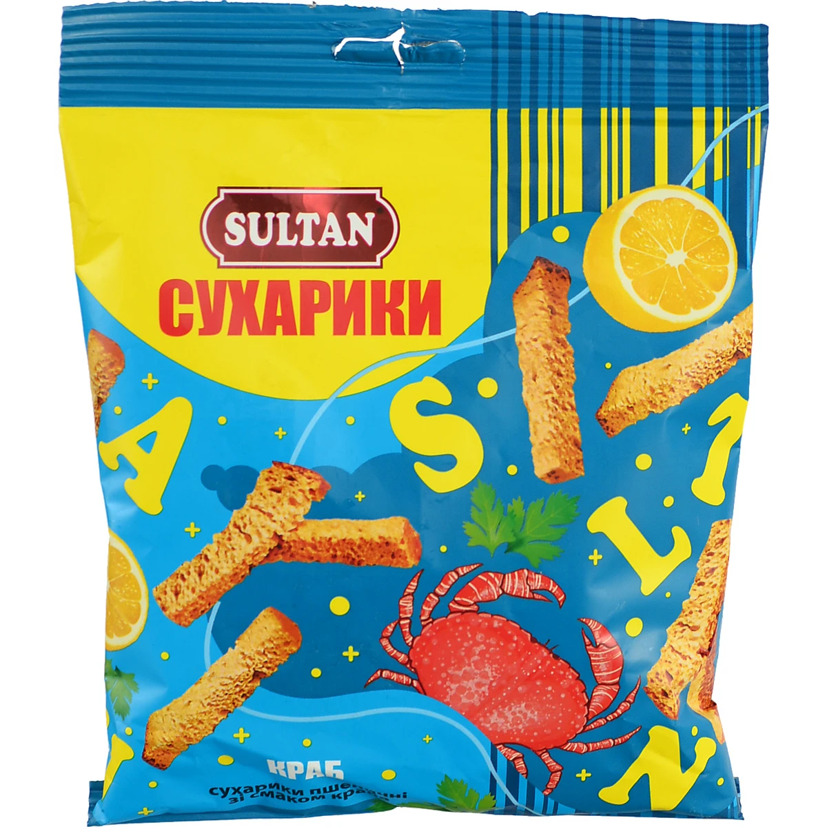 Сухарики Sultan 90г пшеничні краб