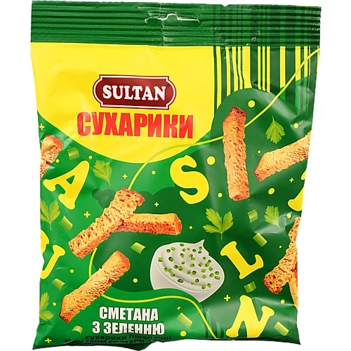 Сухарики Sultan 90г пшеничні сметана зелень