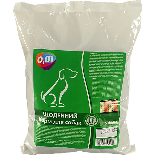 Корм для собак 0.01 500г щоденний