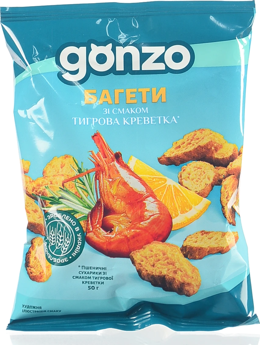 Багети пшеничні Тигрова креветка Gonzo м/у 50г
