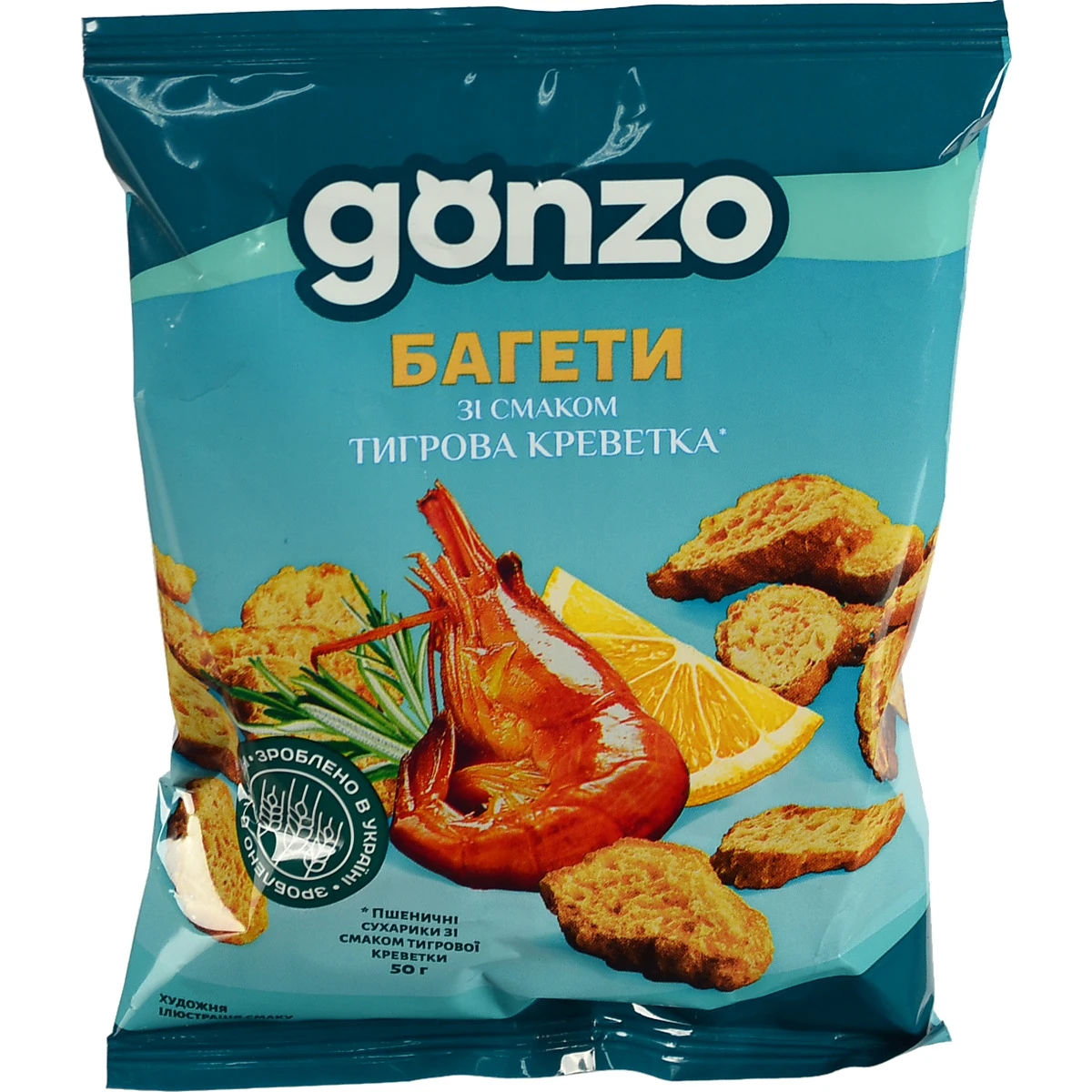 Багети пшеничні Тигрова креветка Gonzo м/у 50г