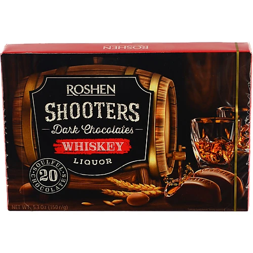 Цукерки шоколадні Whiskey Shooters Roshen к/у 150г