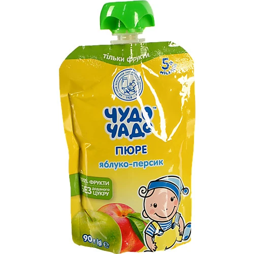 Пюре Чудо Чадо 90г яблуко-персик з цукром