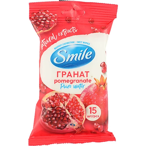 Серветки вологі Гранат Natural extracts Smile 15шт