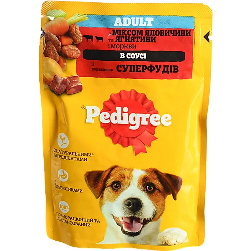 Корм консервований Pedigree 100г Яловичина та Ягнятина