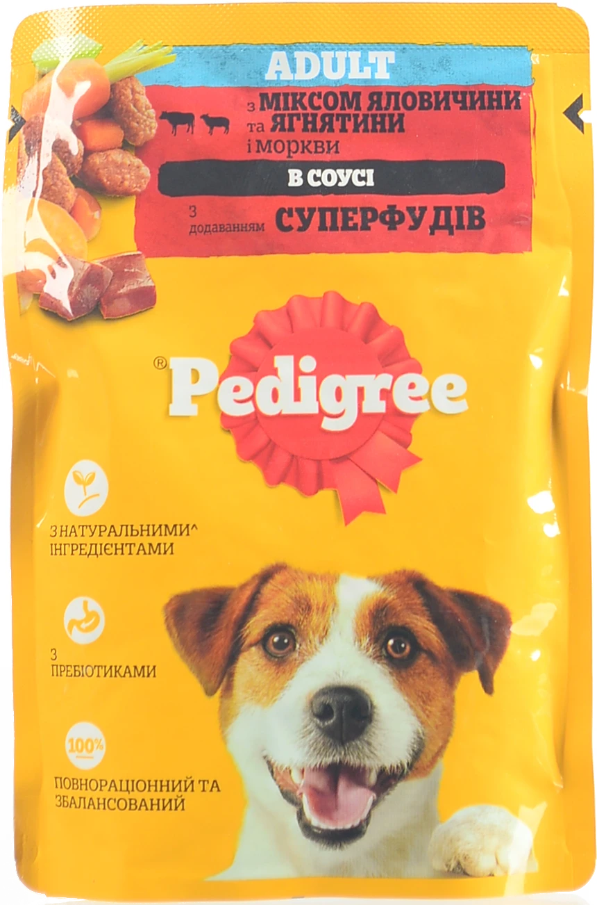 Корм консервований Pedigree 100г Яловичина та Ягнятина