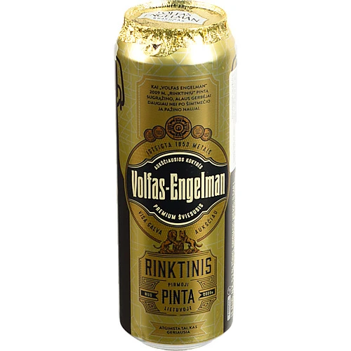 Пиво 0.568л 5.2% світле фільтроване пастеризоване Rinktinis Premium Lager Volfas Engelman з/б