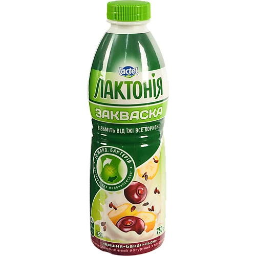 Закваска Лактонія 750г 1.5 вишня банан льон пет