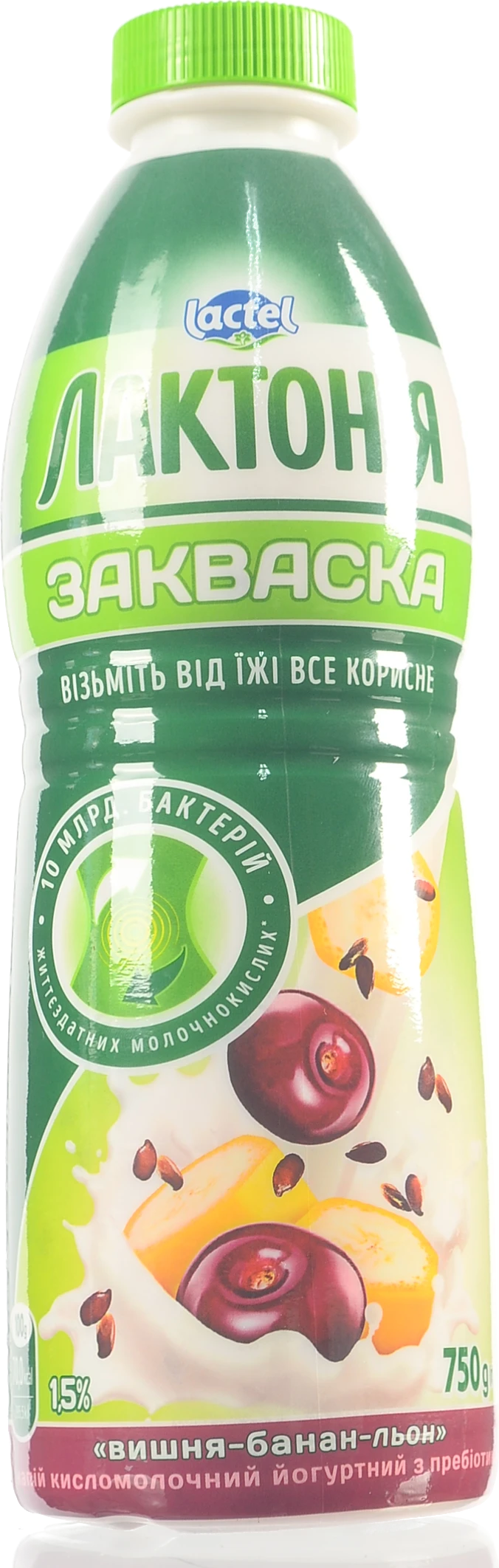 Закваска Лактонія 750г 1.5 вишня банан льон пет