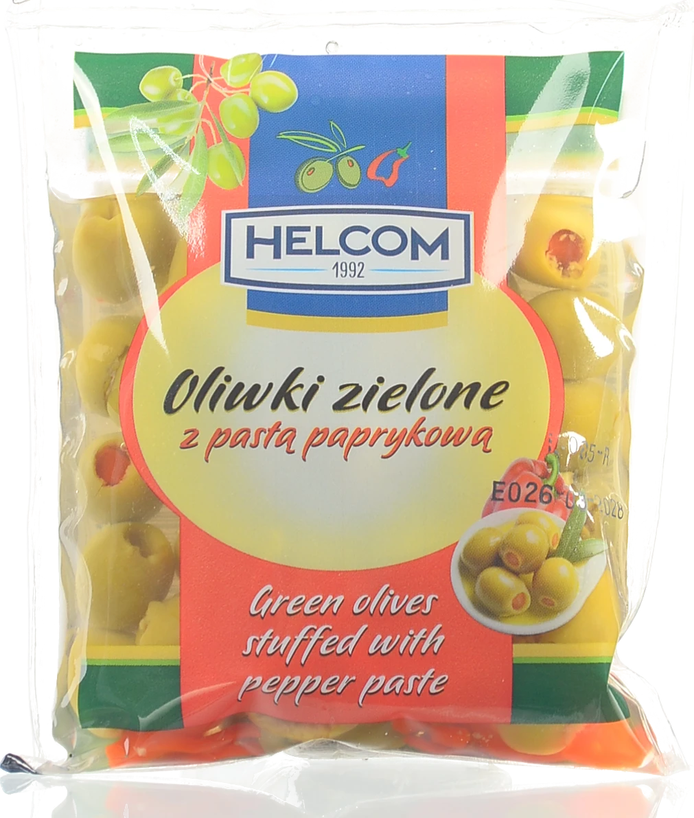 Оливки Helcom 195г фаршировані пастою з паприки