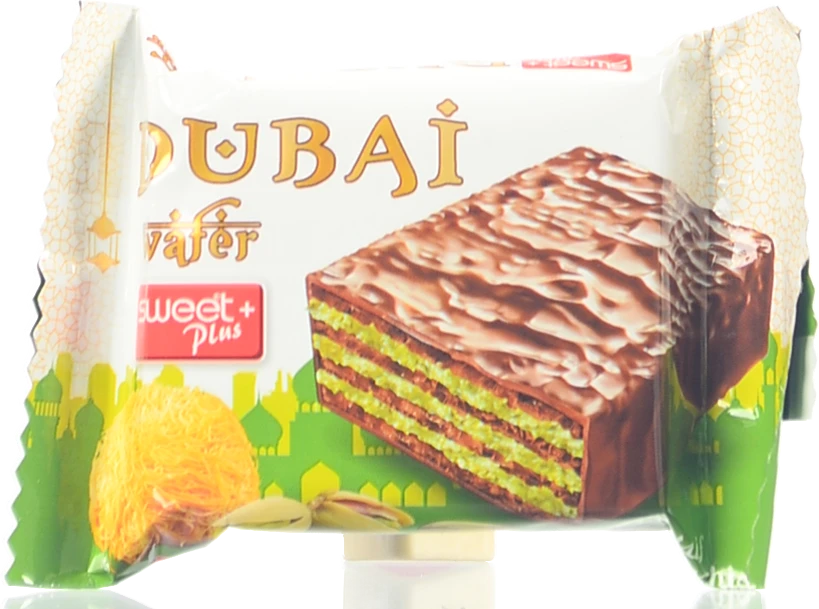 Вафлі Sweet Plus 35г dubai wafer фісташковий крем kadaif глазуровані