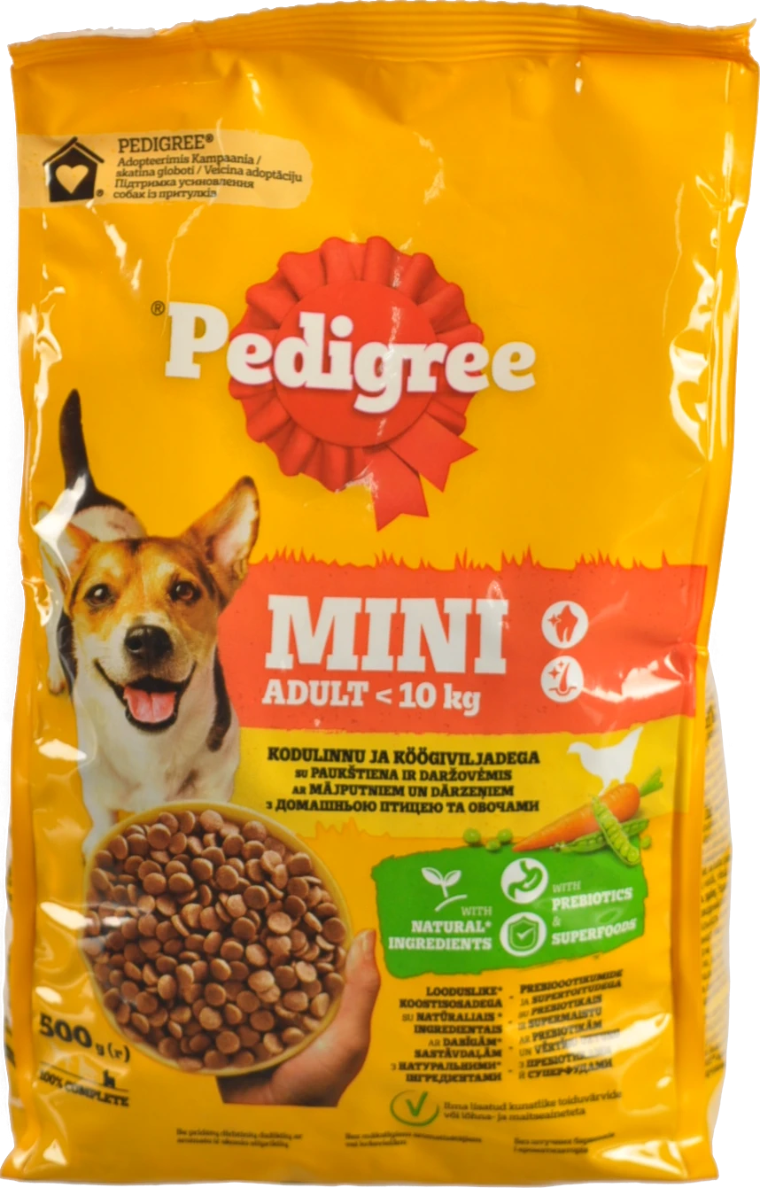 Корм сухий Pedigree Mini З домашньою птицею та овочами 500г