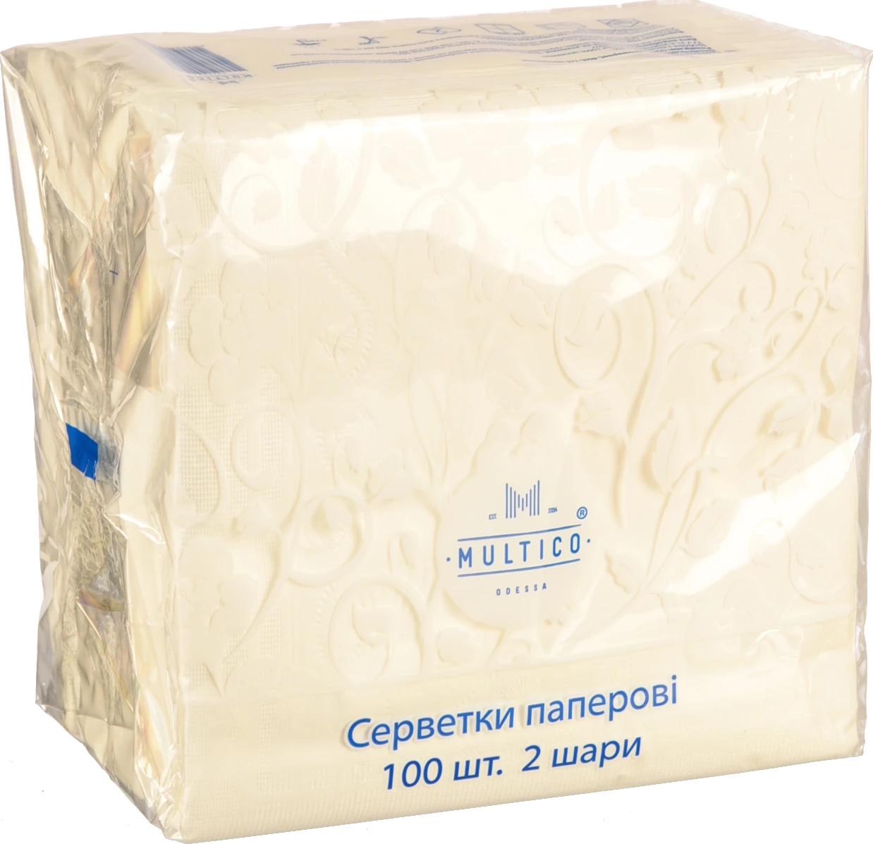 Серветки Multico 33Х33 100шт 2шаровi  білі