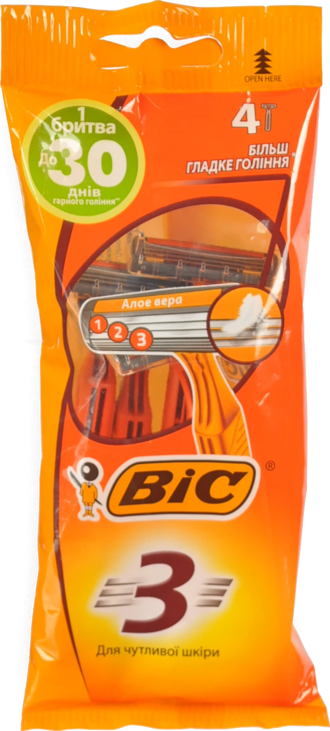 Станок для гоління чоловічий одноразовий 3 BIC 4шт