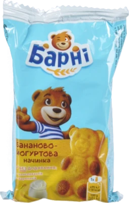Тістечко бісквітне з бананово-йогуртовою начинкою Барні м/у 30г