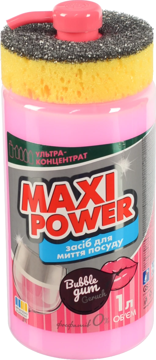 Засіб для миття посуду Bubble gum Maxi Power 1л