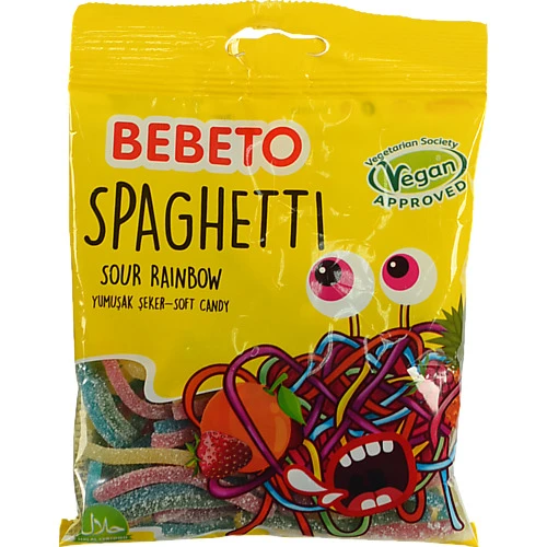 Цукерки жувальні Sour Rainbow Spaghetti Bebeto м/у 80г