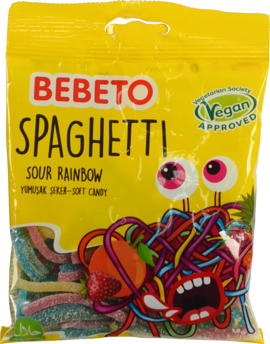 Цукерки жувальні Sour Rainbow Spaghetti Bebeto м/у 80г