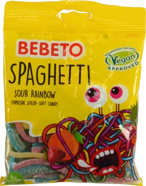 Цукерки жувальні Sour Rainbow Spaghetti Bebeto м/у 80г
