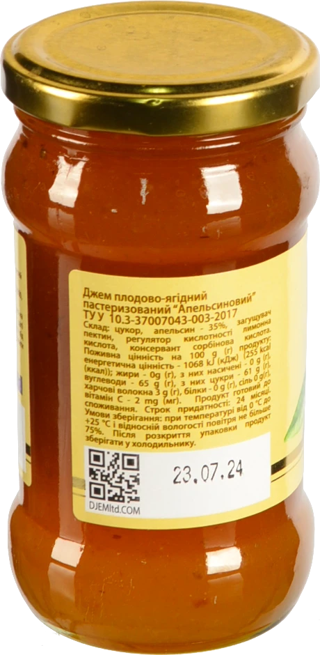 Джем Dnipro 375г апельсин с.б
