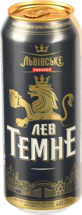 Пиво Львівське Лев Темне 480мл 4.7% темне пастеризоване