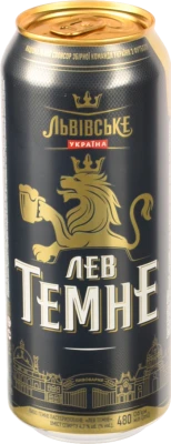 Пиво Львівське Лев Темне 480мл 4.7% темне пастеризоване