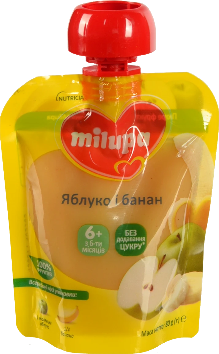 Пюре для дітей від 6міс фруктове Яблуко-банан Milupa д/п 80г