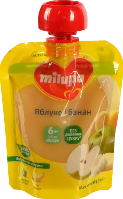 Пюре для дітей від 6міс фруктове Яблуко-банан Milupa д/п 80г