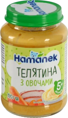 Пюре для дітей від 5міс Телятина з овочами Hamanek с/б 190г