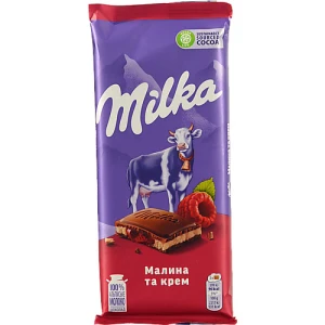 Шоколад молочний Малина та Крем Milka м/у 90г